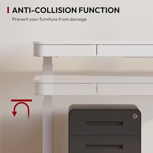 SANODESK Standing Desk with Drawer, Electric Height Adjustable Home Office Desk with Storage & USB Ports, 48 inch White Wood Tabletop/White Frame 7