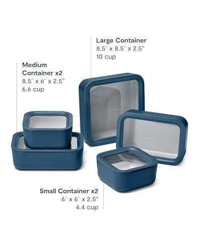 Caraway 13pc Glass Food Storage Container Set - Easy to Store, Non Toxic Lunch Box - with Glass Lids - Includes Storage Organizer - Navy 3