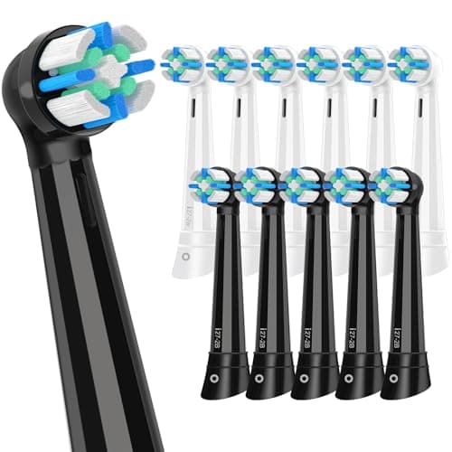 Replacement Heads Compatible with Oral B IO 2/3/4/5/6/7/8/9/10/Deep Clean Series Electric Toothbrush, Brush Heads Compatible with Oral B IO (12 Black/White)
