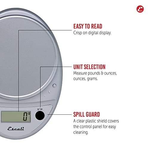 Escali Primo Digital Food Scale Multi-Functional Kitchen Scale and Baking Scale for Precise Weight Measuring and Portion Control, 8.5 x 6 x 1.5 inches, Chrome 5
