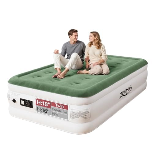 Zearna Twin Air Mattress with Built Pump, 16" Durable Blow Up Mattress Airbed, Comfortable Top Surface Inflatable Mattress for Camping Home & Portable Travel