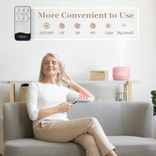 Aromatherapy Essential Oil Diffuser for Room: Air Humidifier Aroma Scent Cool Mist Colorful Lights Cute Small Large Waterless Auto Off Ultrasonic Diffusers for Home Bedroom Pink (300ml) 9