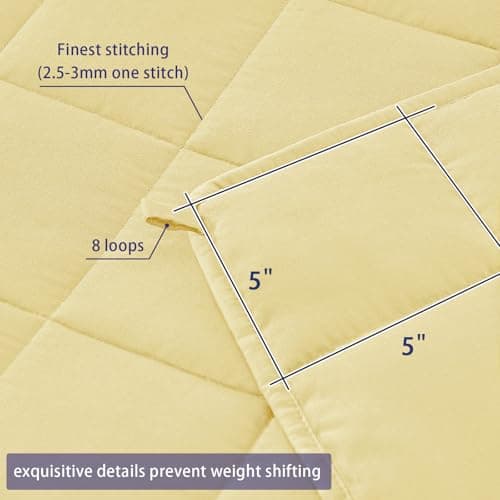 yescool Weighted Blanket for Adults (20 lbs, 60” x 80”, Yellow) Cooling Heavy Blanket for Sleeping Perfect for 190-210 lbs, Queen Size Breathable Blanket with Premium Glass Bead, Machine Washable 4