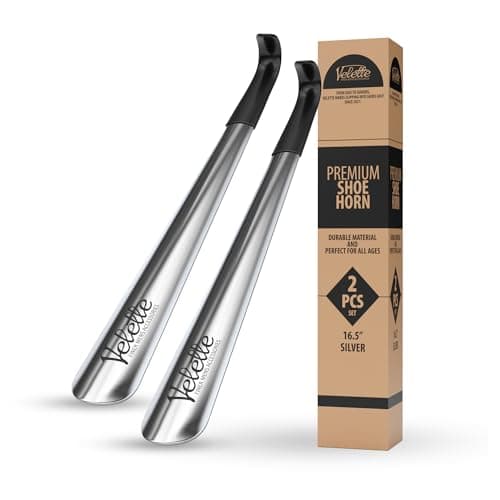 Velette Long Shoe Horn for Seniors - 2 Pack 16.5" Metal Shoe Horn Long Handle for Seniors, Men, Women & Kids - Boot Horns, Shoehorn Long-Handle, Elderly Must Haves - Shoes Spoon, Gifts for Elders