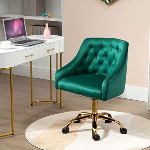 Velvet Fabric Swivel Task Chair for Home Office Ergonomic Comfortable Chair - Green with Dirt-Proof M-6030S