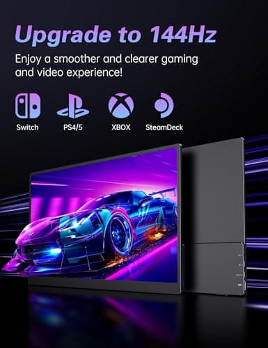 CAPERAVE Portable Monitor 17.3" 144Hz, FHD 100% sRGB HDR Portable Gaming Monitor, Travel Monitor with Kickstand & Speakers, USB-C HDMI External Screen for Laptop Mac Xbox Switch PS5/4 4