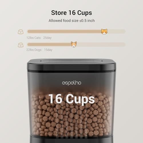 Espelho Automatic Cat Feeders WiFi: 2.4Ghz Smart APP Control- Timed Cat Food Dispenser with Desiccant Bag Keep Fresh for Indoor- Easy Set Up and Clean with Voice Recorder- Up to 10 Meals per Day 7