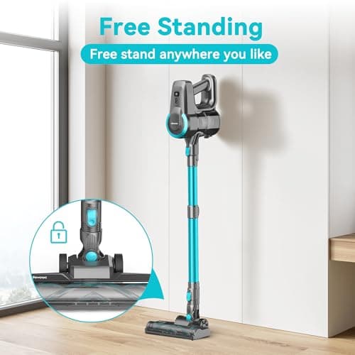 DEVOAC N300 Cordless Vacuum Cleaner, 6 in 1 Lightweight Stick Vacuum, 2200mAh Battery Up to 40mins Runtime, Powerful Handheld Vacuum for Hard Floor Rug Pet Hair Home Dorm (Cyan) 6