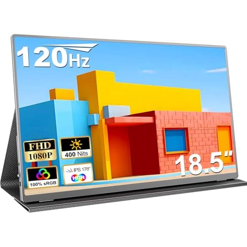 COOLHOOD 18.5 Inch Portable Monitor for Laptop, 1080P FHD 120Hz 125% sRGB USB-C HDMI Travel Monitor for Laptop Mac PC, Portable Screen with Smart Cover, VESA Compatible