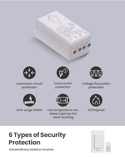 Zoiinet Wireless Lights Switch Kit, Buckle Design & Removable, Muti Way Switch, No WiFi Needed, Programmable, 1300ft Remote Control Lighting Fixture for Led, Ceiling Lights and Lamps 8