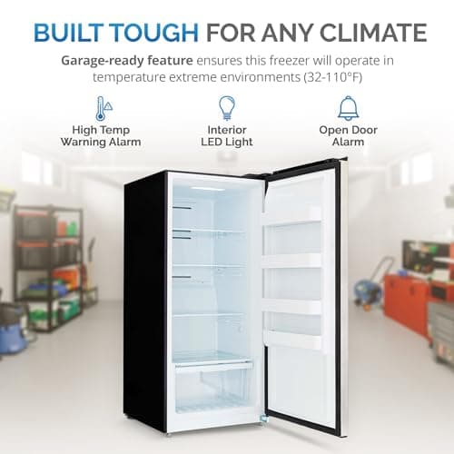 Newair Upright Freezer | 13.8 Cu. Ft., Garage-Ready Stand Up Freezer with Digital Controls, Auto Defrost, Fast Freeze Mode & LED Lighting | Stainless Steel 2