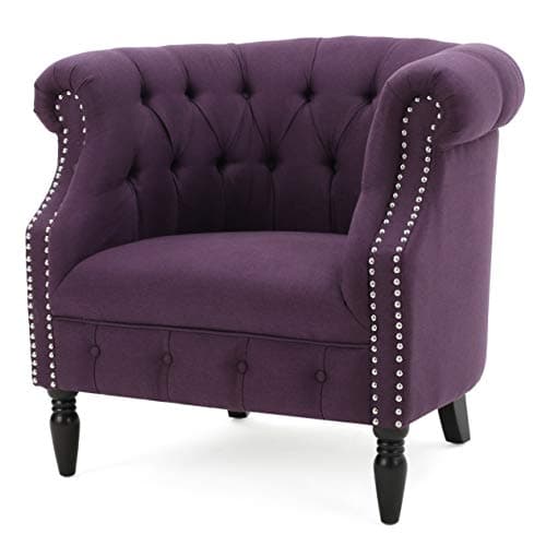 GDFStudio Jasmine Tufted Scroll Arm Fabric Club Chair (Plum) 3