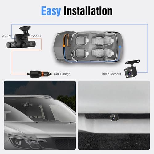4 Channel Dash Cam Front and Rear Inside | 1080P Car DVR Video Recorder with 4 Camera | Included 32GB Card | 170° Wide Angle | IR Night Vision | 24/7 Parking Monitor with G-Sensor | Loop Recording 7