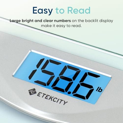 Etekcity Digital Body Weight Bathroom Scale, Large Blue LCD Backlight Display, High Precision Measurements,6mm Tempered Glass, 400 Pounds 3
