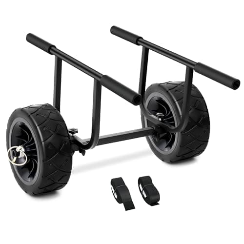 Heavy Duty Kayak Cart, Adjustable Width Canoe Cart, 8" Solid Stab-Proof Wheels, 450 Lb Capacity, All-Purpose Aluminum Kayak, Suitable for Kayaks and Canoes, Easy to Install