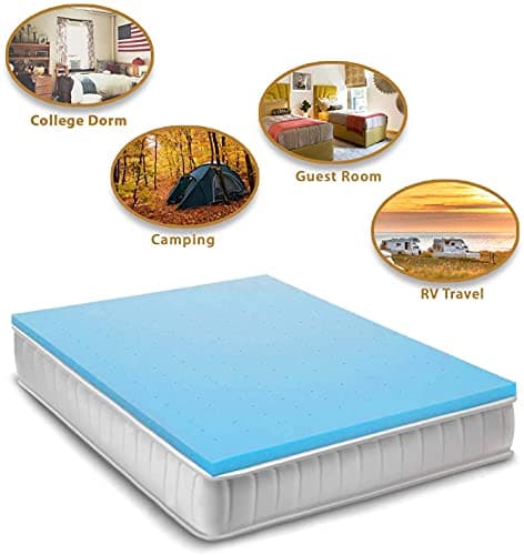 Nelaukoko Memory Foam 3 Inch Twin XL Topper, Single Extra Long Topper Foam Mattress Pad Gel Cooling Infused XLong Dorm Mattress 5