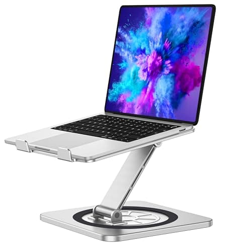 RIWUCT Adjustable Laptop Stand with 360° Swivel Base, Foldable Laptop Riser Holder for Desk, Ergonomic Computer Notebook Cooling Stand Mount, Compatible with MacBook Air Pro, Dell XPS, HP (10-16")