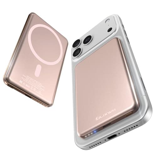 [0.3" Ultra Slim] [Alloy-Made] ULiXWH for Magsafe Portable Charger for iPhone, 2025 Upgrade 5000mAh Fast Charging Magnetic Power Bank, Wireless Battery Pack for iPhone 17 Air 16 15 Pro Max 14 13, Pink