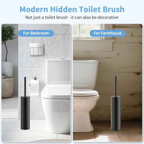 Stainless Steel Toilet Brush and Holder Set Oil Rubbed Matte Black Heavy Duty Toilet Bowl Brush with Long Handle for Bathroom and Farmhouse 7