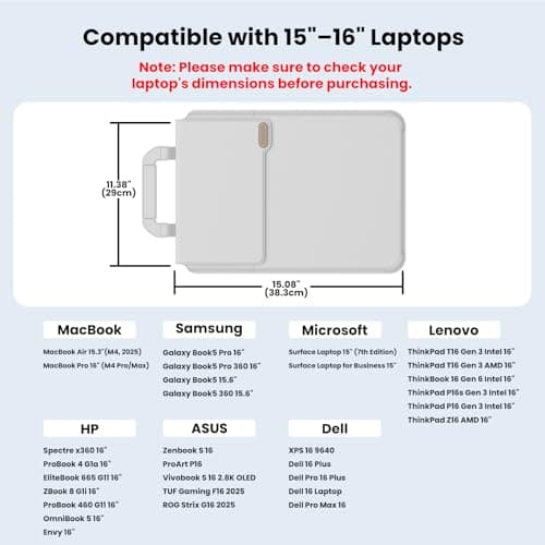 Nillkin Upgraded 15-16 Inch Laptop Sleeve Case for MacBook/Dell/HP/Lenovo/Asus, Unique Slim Travel Computer Bag with Adjustable Stand & Mouse Pad, Magnetic Handle, PU Leather, Gray 9