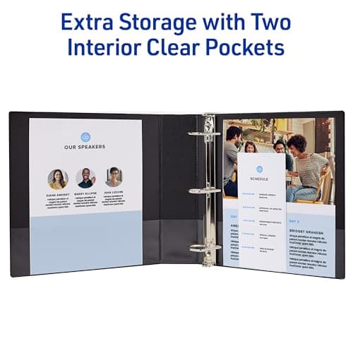 Avery Durable View 3 Ring Binder, 2 Inch Slant Rings, 530-Sheet Capacity, DuraHinge, 2.8 Inch Wide Spine, Customizable Clear Cover and Spine, 1 Black Binder (17031) 6