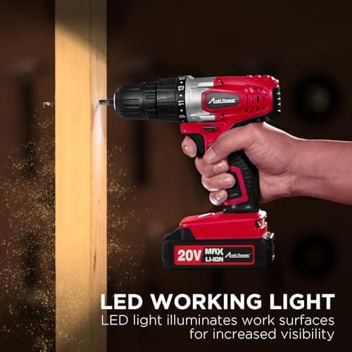 AVID POWER 20V Cordless Drill Set for Home DIY & Beginner Projects - Lightweight Power Drill with Battery Charger & 22 Bits, Variable Speed, 3/8" Keyless Chuck, Ideal for Furniture Assembly (Red) 6