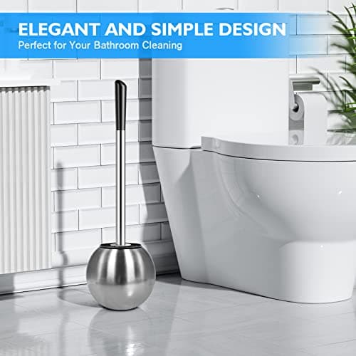 Toilet Brush and Holder 2 Pack, 304 Stainless Steel Toilet Brush with Extended and Durable Comfortable Brush Handle, Toilet Bowl Brush for Bathroom Toilet - Ergonomic, Pratical Durable 6