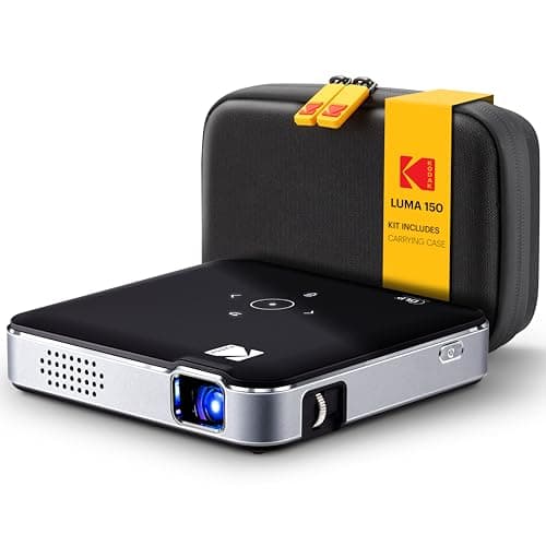 Kodak Luma 150 Wireless Mini Pico Projector Black – DLP, Supports 1080p, Built-in Speaker & Rechargeable Battery, HDMI/USB/microSD, Travel Case Included