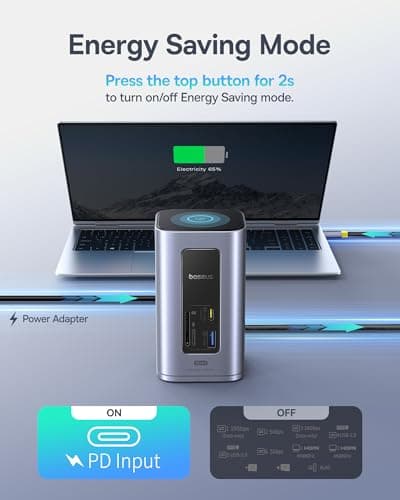 Baseus Docking Station Dual Monitor, Nomos Win Air(12 in 1) Laptop Dock, 2*4K HDMI, 10Gbps USB Ports, 1Gbps Ethernet, PD 100W(No Power Adapter), USB C Docking Station for Dell/HP/Lenovo/Asus/Acer/Mac 8