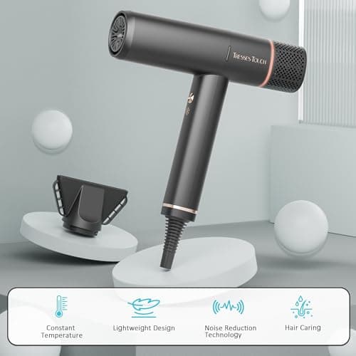 Hair Dryer, High-Speed Ionic Low Noise Blow Dryer, Powerful 1600 Watt Motor for Fast Drying and Straight & Wavy Hair, Lightweight, Professional Hairdryer with Diffuser & Nozzle for Home Salon Travel 8