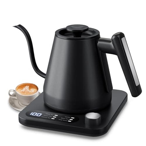 Tisanio Gooseneck Electric Kettle with Temperature Control,1200 Watt Quick Heating & 2H Keep Warm, Pour Over Coffee Kettle & Tea Kettle, 304 Stainlee Steel, Auto Shut-off, 0.8L, Black