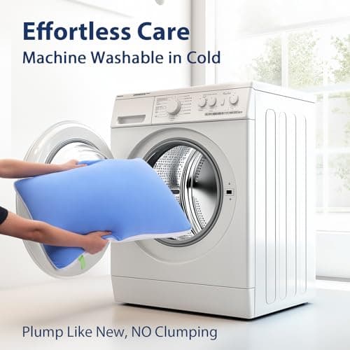 MEELUS Silky Soft Pillows Queen Size Set of 2, Luxury Hotel Down Alternative Bed Pillows 2 Pack for Side Back Stomach Sleepers, Gusseted Supportive, Machine Washable, Cooling Blue, 20" x 30" 9