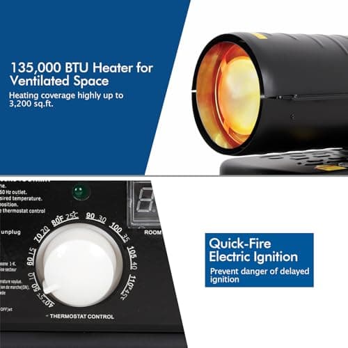 BILT HARD 135,000 BTU Forced Air Kerosene Diesel Heater with Wheels, Portable Torpedo Space Heater with Thermostat Control for Outside, Jobsite, Garage, and Construction Sites, CSA Certified 2