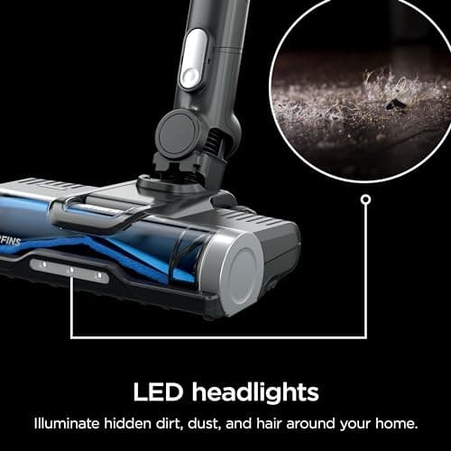 Shark WZ531H Cordless Pro Stick Vacuum with Powerfins Brushroll, HEPA Filtration, Self-Cleaning Brushroll, LED Headlights, 40-Min Runtime, Crevice Tool & Dusting Brush Included, Grey/Blue (Renewed) 6