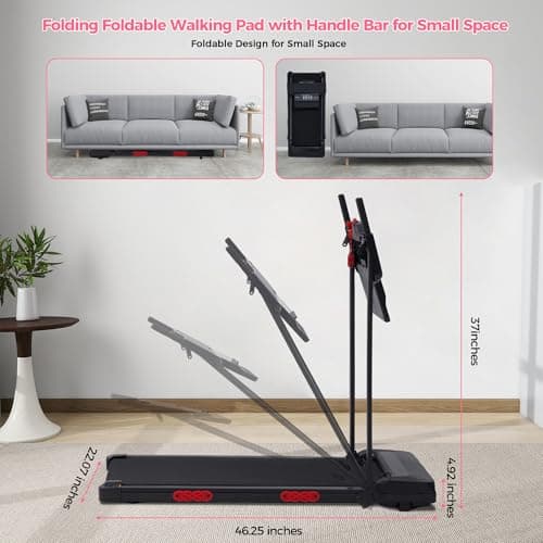 Walking Pads Treadmills for Home with Handles, 3.5HP Electric Walking Pad Treadmill with Handle Bar, 0.6-10MPH Compact Portable Home Small Treadmills for Small Spaces, 400LBS 7