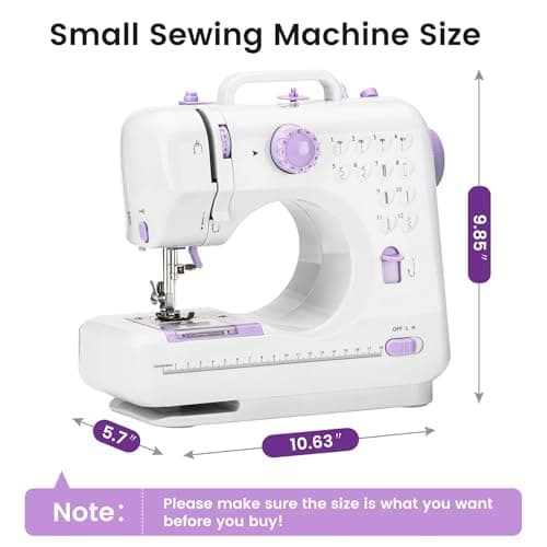 Sewing Machine for Beginners with 12 Built-in Stitches, Mini Sewing Machine with Foot Pedal, High-Low Speeds, Portable and Sewing Enthusiasts (505) 5