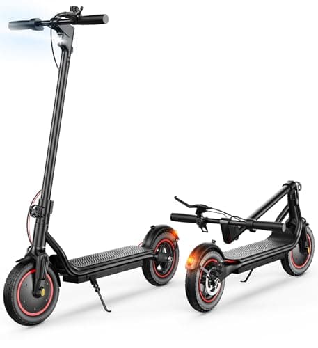 Electric Scooter, 22 Miles Long Range, 21 MPH Max Speed, 10" Pneumatic Tire, 500W Powerful Motor, Disc Brake & Smart APP, with Lights, Portable Foldable Commuting Electric Scooter for Adults and Teens