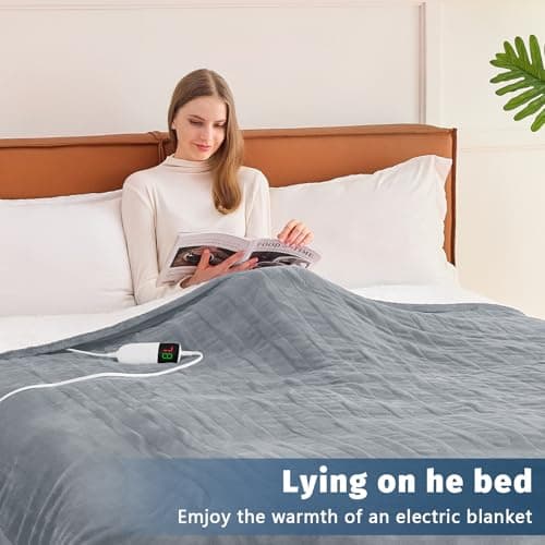 BOMOVA Heated Electric Blanket Full Size - 72" x 84" Heating Blanket with 10 Heating Levels & 8 Hours Auto Off, Warm Flannel Blanket, Christmas Birthday Gifts for Women 5