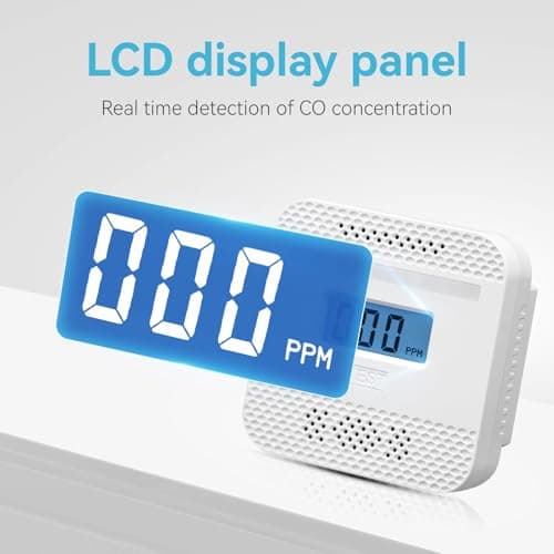 Carbon Monoxide Detector,Portable CO Alarm CO Gas Monitor Alarm with LCD Digital Display Sound Light Warning,Battery Powered High Accuracy CO Alarm Detectors for Travel Home Office Kitchen Car Hotel 7