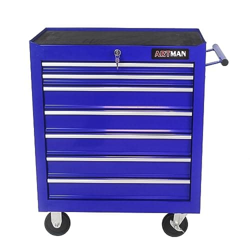 Aoile 7-Drawer Tool Chest with Rolling Multifunctional Tool Cart, Storage Organizer Cabinets with Key Locking for Garage, Warehouse, Repair Shop (Blue) 6