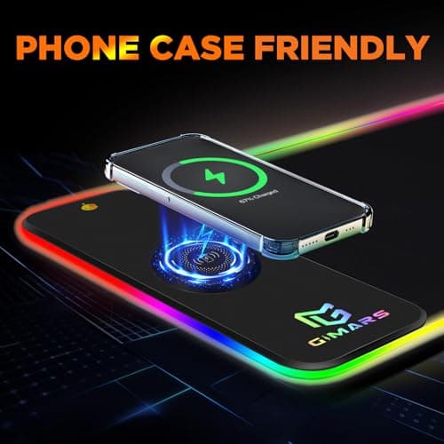 Gimars RGB Gaming Mouse Pad,15W Wireless Charging Mousepad with 10 Light Modes, Large Mousepad with Premium Smooth Surface, Non-Slip Mouse Mat for Gaming, Desk, PC,Office, 31.5x11.8x0.16inch 9