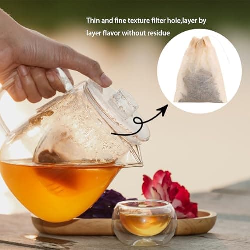 Gokyvei 200Pcs Tea Filter Bags, Disposable Tea Filter Bags for Loose Leaf Tea from Safe Natural Materials, Empty Tea Bags Suitable for Loose-Leaf Tea, Coffee, Spices, Herbs (3.54 x 2.75 inch) 6