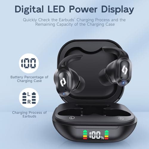 Wireless Ear buds Bluetooth Earbuds Wireless Charging Case Waterproof Headphones Built in Microphone Stereo Bass 64H Playback LED Power Display for iPhone Android Phones Computer Sports Gaming Workout 5