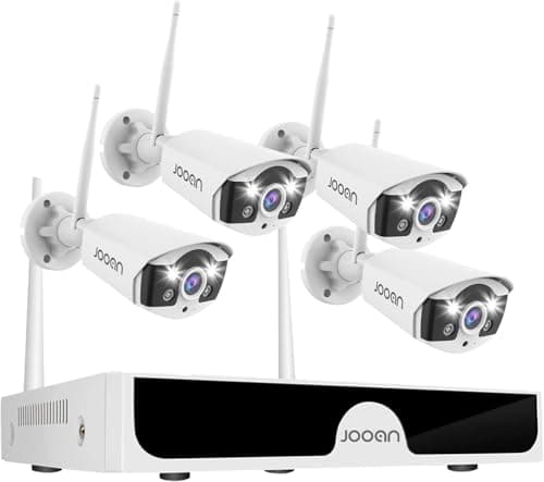 JOOAN 3MP Wireless Security Camera System Outdoor [H.265+ System & 2 Way Audio] 10CH NVR&4 WiFi Cameras for Home Surveillance IP67 Weatherproof Color Night Vision Motion/Human Detection&Alert