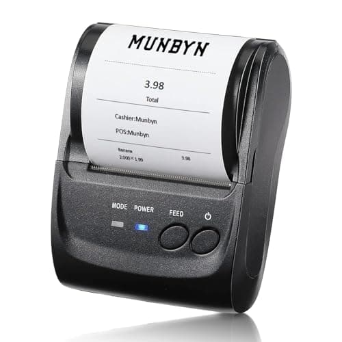 MUNBYN POS Receipt Printer, 58mm Receipt Printer, 2.28inch Wireless Portable Mobile Mini Bluetooth Thermal Printer, Compatible with Android Windows for Small Business, Not-Square, NOT-iOS