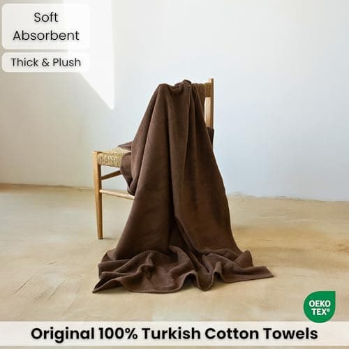 SALBAKOS Luxury 100% Turkish Cotton Bath Sheets 40x80 in Oversized Extra Large Bath Towels Thick Soft Absorbent Turkish Towel for Spa Beach (Pack of 1, Chocolate, Jumbo Bath Sheet) 7