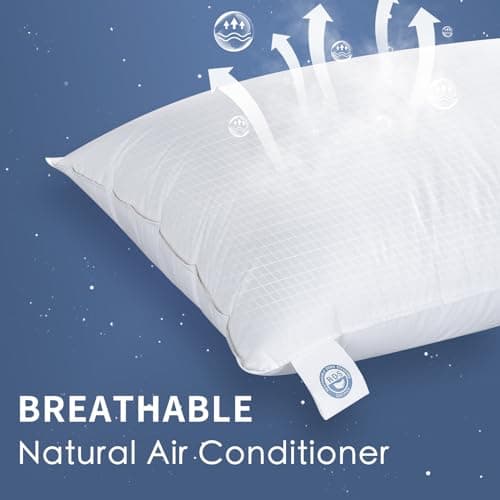 Luxury Canadian White Goose Down Pillow Queen Size- 900+ Fill Power, 800 Thread Count Cotton Shell, Soft Down Pillows for Sleeping, Hotel Collection Pillow for Neck Pain Relief (1 Pack, 20"x30") 6