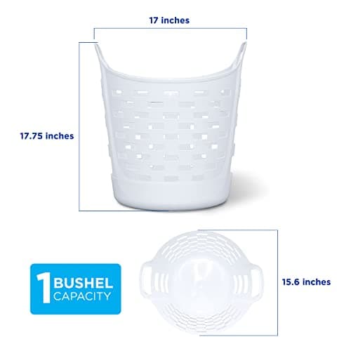 Clorox Flexible Laundry Basket - Plastic Hamper for Clothes, Bedroom, and Storage - Portable Round Bin with Carry Handles, 1 Bushel, White 5