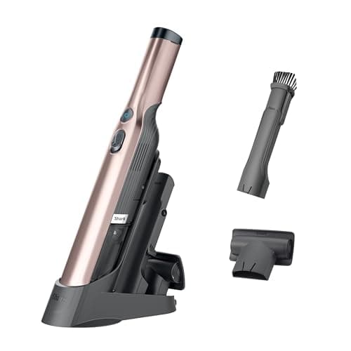 Shark WANDVAC Cordless Hand Vac, Lightweight, Portable at 1.4 lbs., Powerful Suction, Charging Dock, One-Touch Empty for Car & Home, Multi-Surface Pet Tool & Duster Crevice Tool, Rose Gold, WV201RGBRN