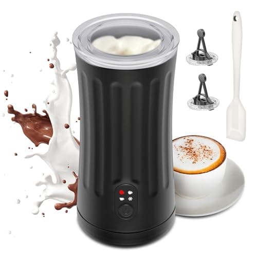 Ovetedot Milk Frother, 4-in-1 Electric Milk Frother and Steamer, Automatic Hot and Cold Foam Maker and Milk Warmer for Coffee, Latte, Cappuccino, Macchiato, Hot Chocolate(Black)